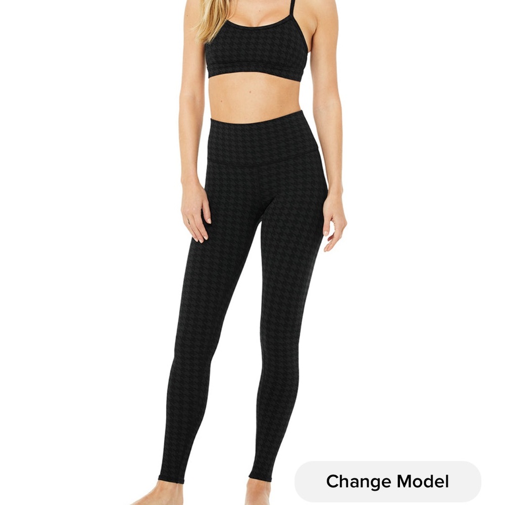 ALO YOGA BLACK HOUNDSTOOTH LEGGINGS